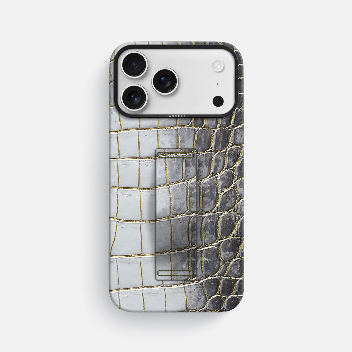 Finger Case For iPhone 17 Pro Max In Himalayan Crocodile -1 | Gold-Black