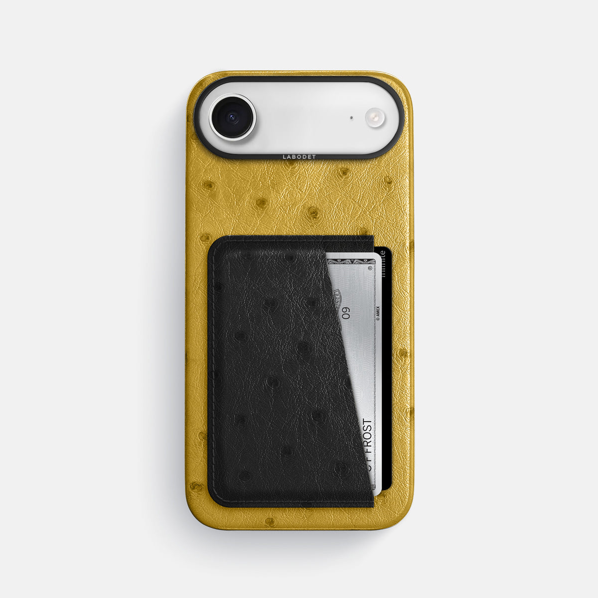 Double Card Case Coloré For iPhone 17 Air In Ostrich -1 | Gold-Black
