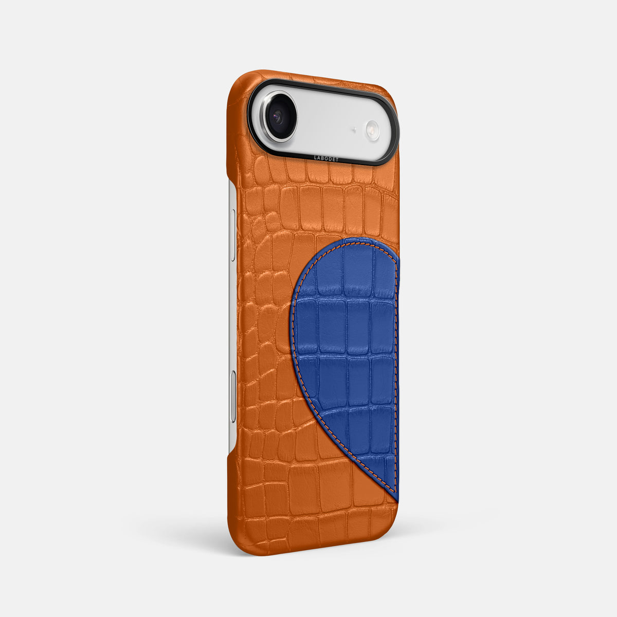 Classic Case With Half Heart - Left For iPhone 17 Air In Alligator -2 | Orange-Black