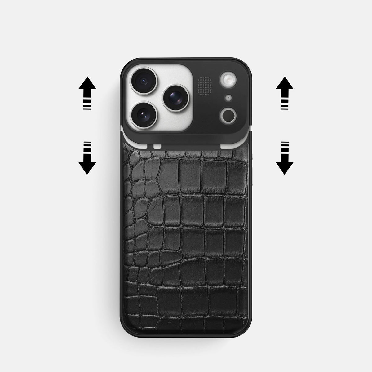 Metal Case For iPhone 18 Pro In Alligator -2 | Black-Black