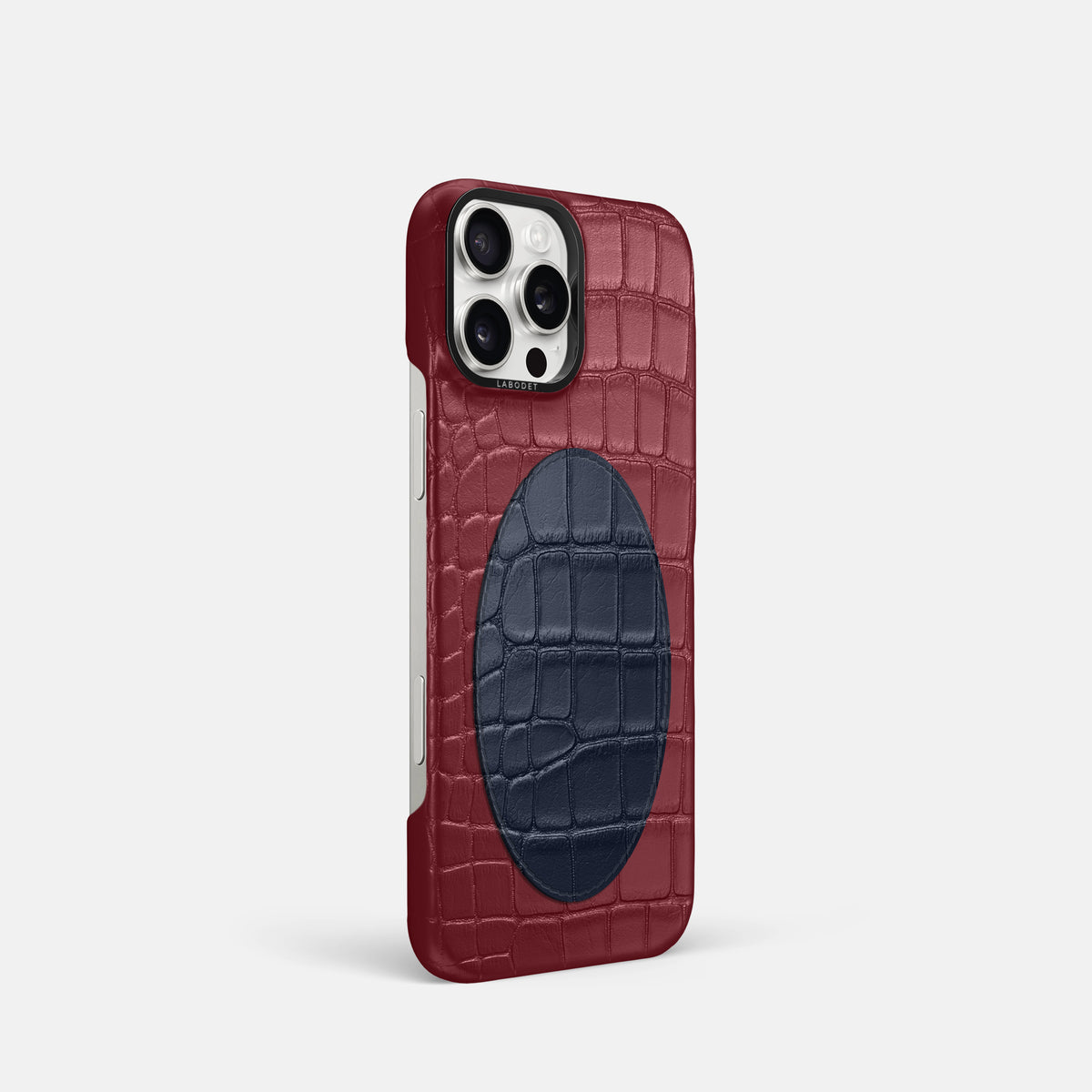 Classic Case With Oval For iPhone 16 Pro In Alligator -2 | Burgundy-Black