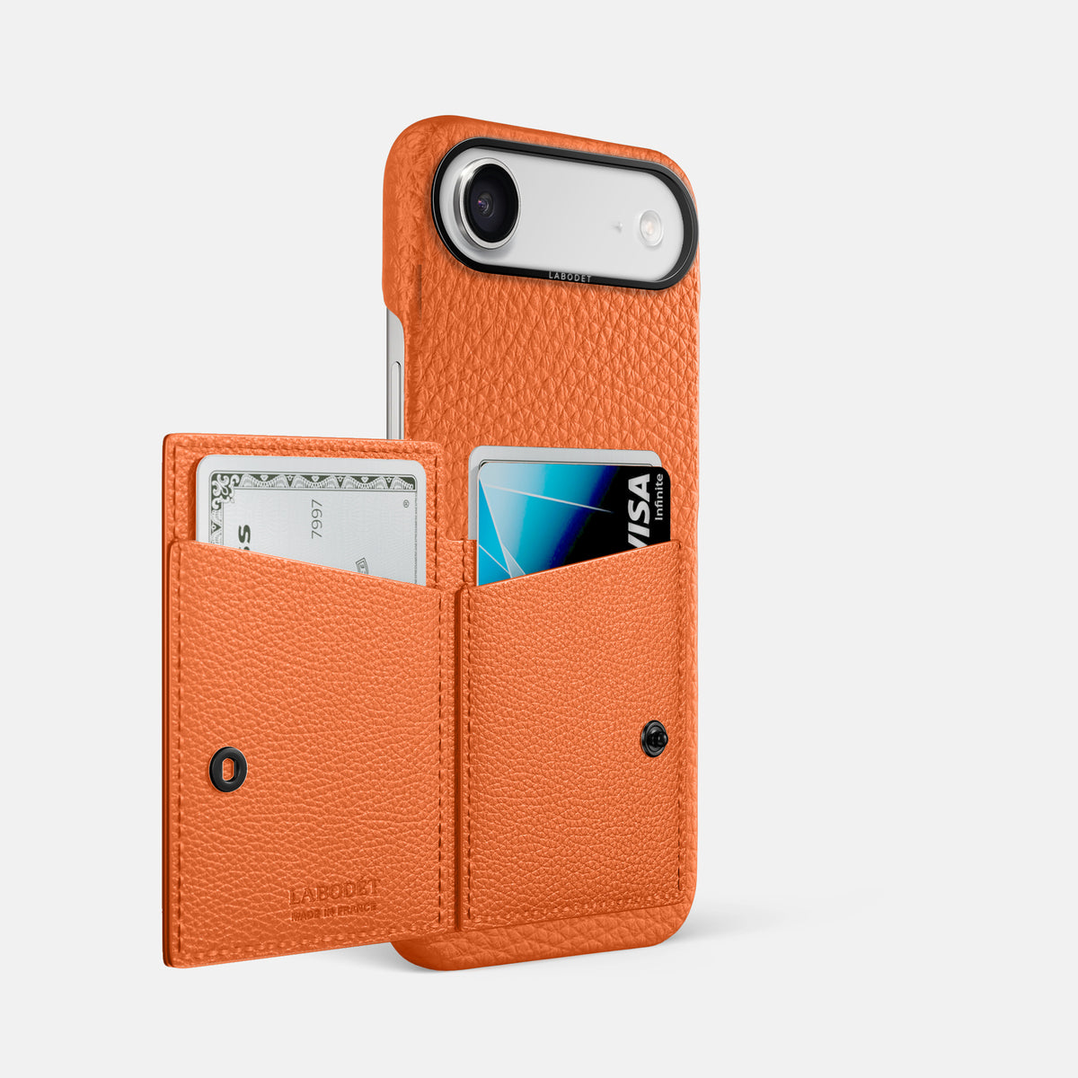 Bi-Fold Case For iPhone 17 Air In Calf -2 | Orange-Black