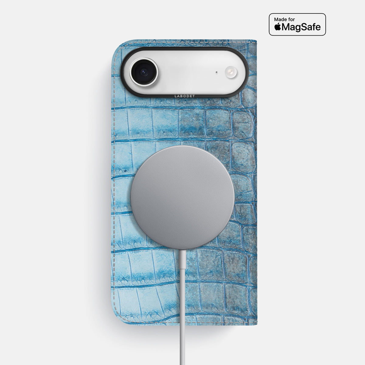 Folio Case For iPhone 17 Air In Himalayan Crocodile -3 | Ice-Blue-Black