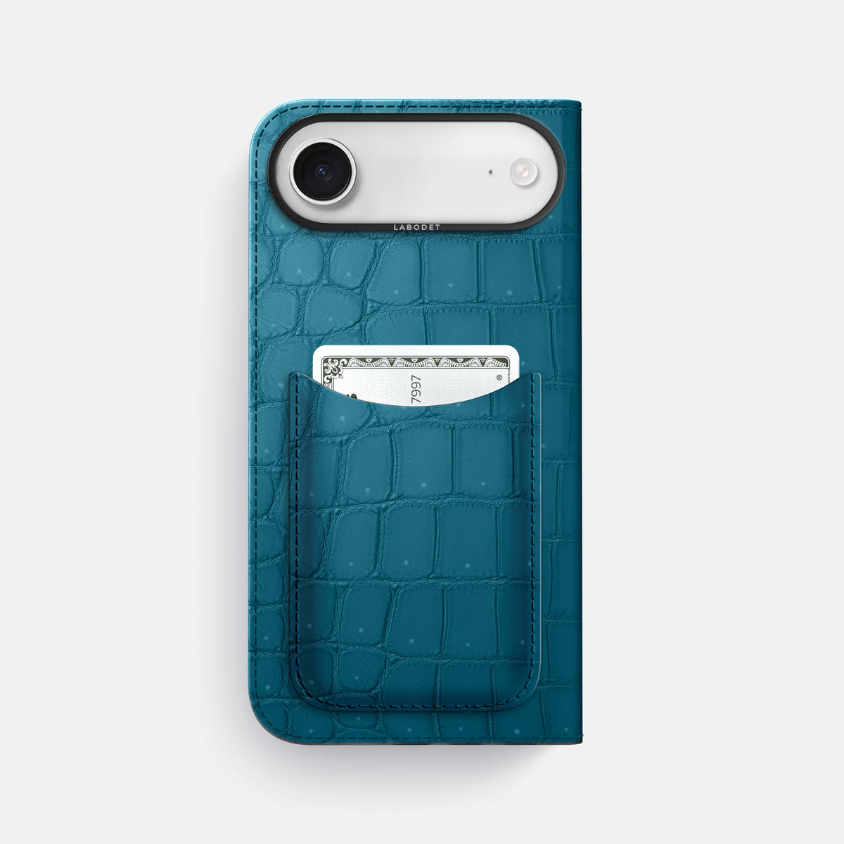 Folio Case with Card For iPhone 17 Air In Porosus Crocodile -3 | Turquoise-Black