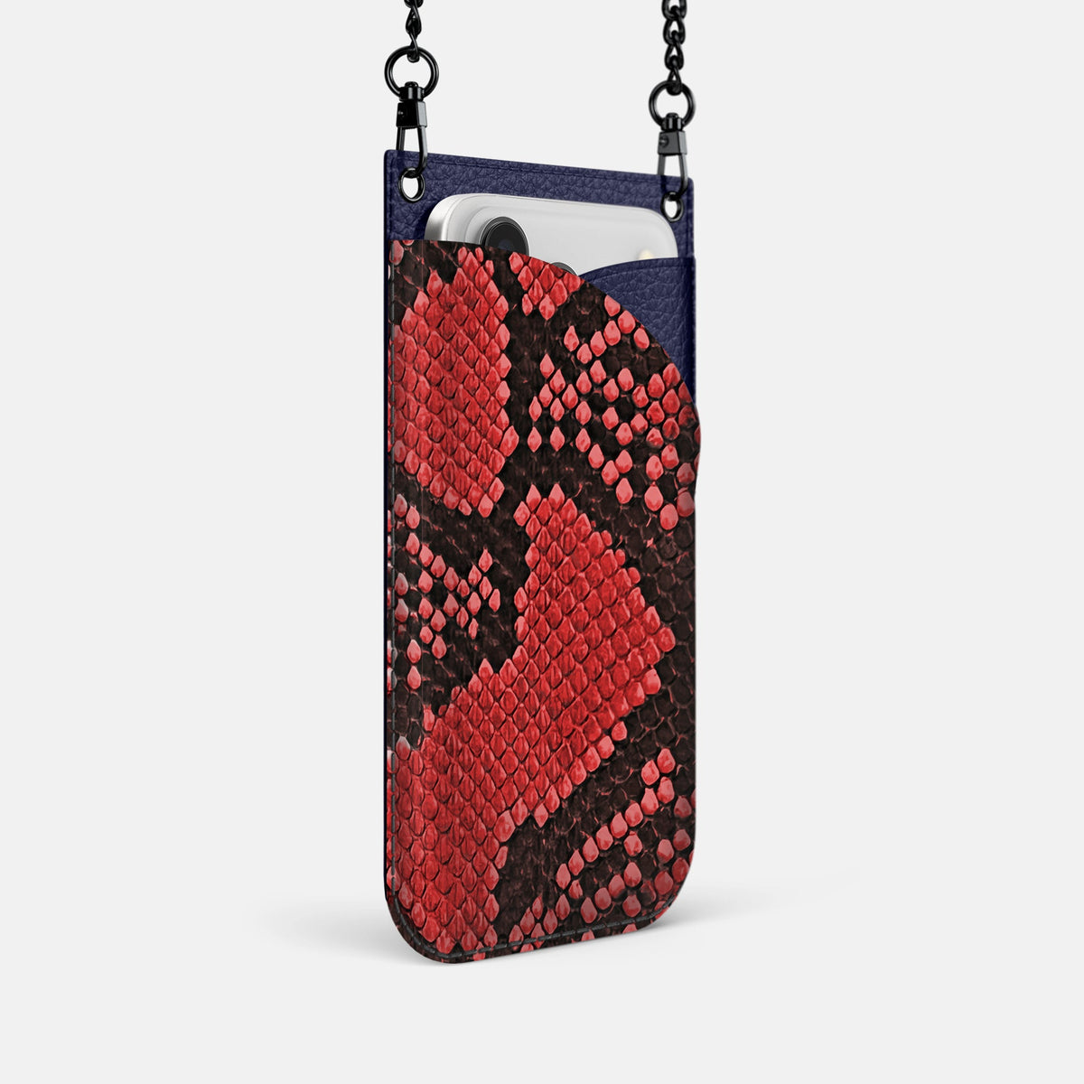 Crossbody Bag For iPhone 18 Pro In Deluxe Python -2 | Red-Black