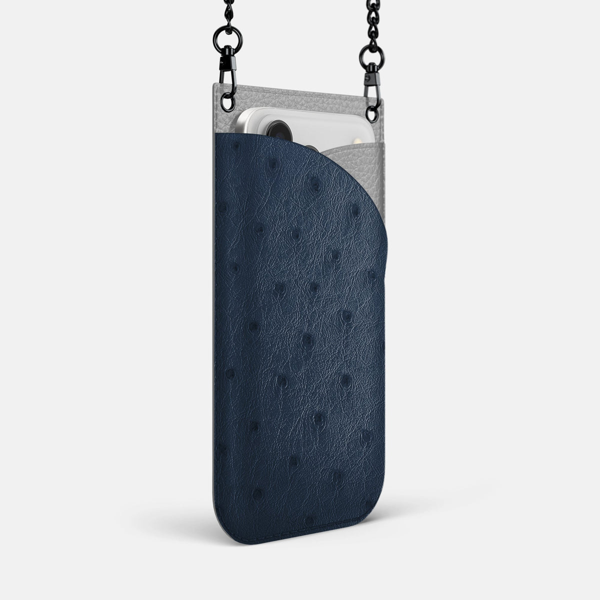 Crossbody Bag For iPhone 18 Pro Max In Ostrich -2 | Navy-Blue-Black