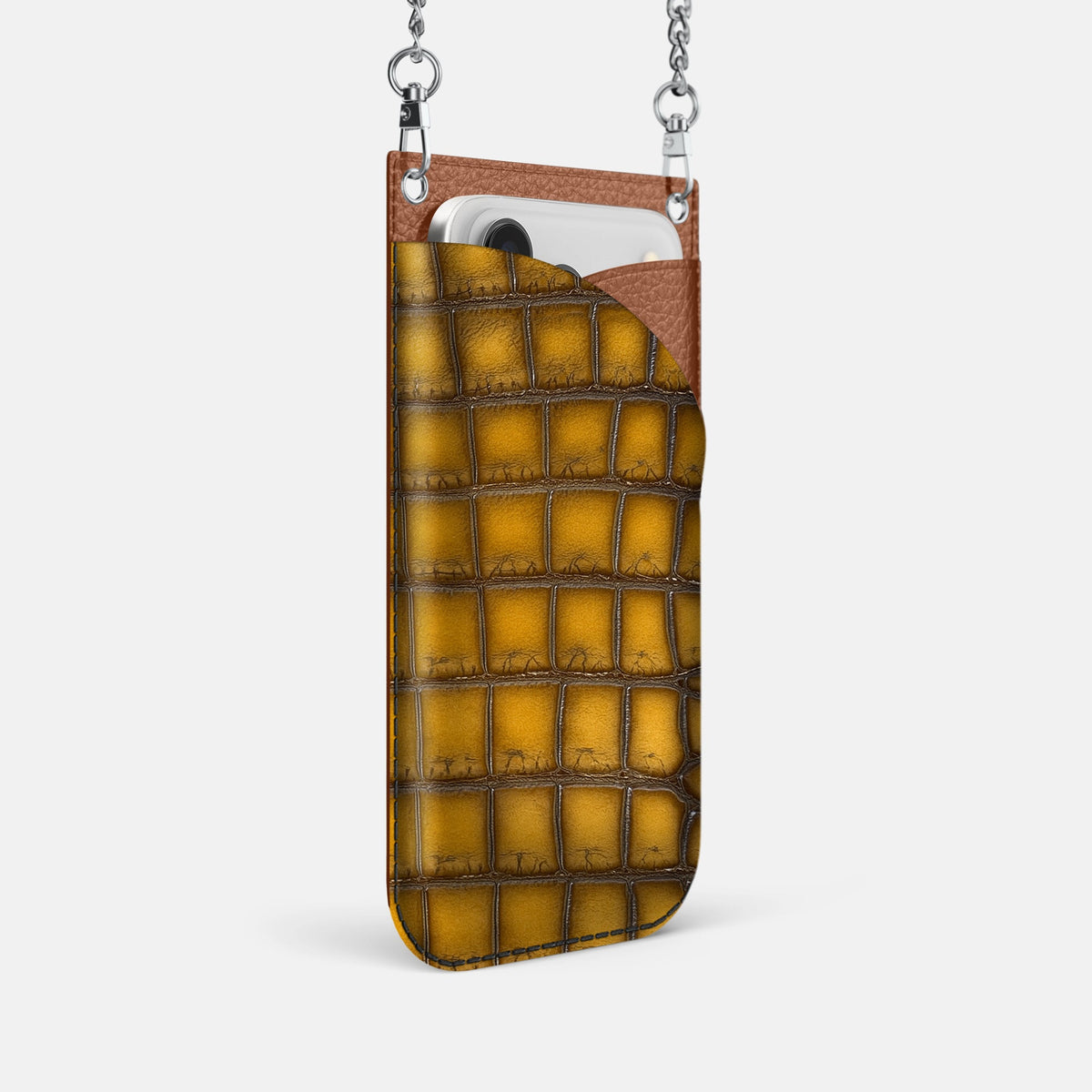 Crossbody Bag For iPhone 18 Pro In Patina Alligator -2 | Sydney-Steel