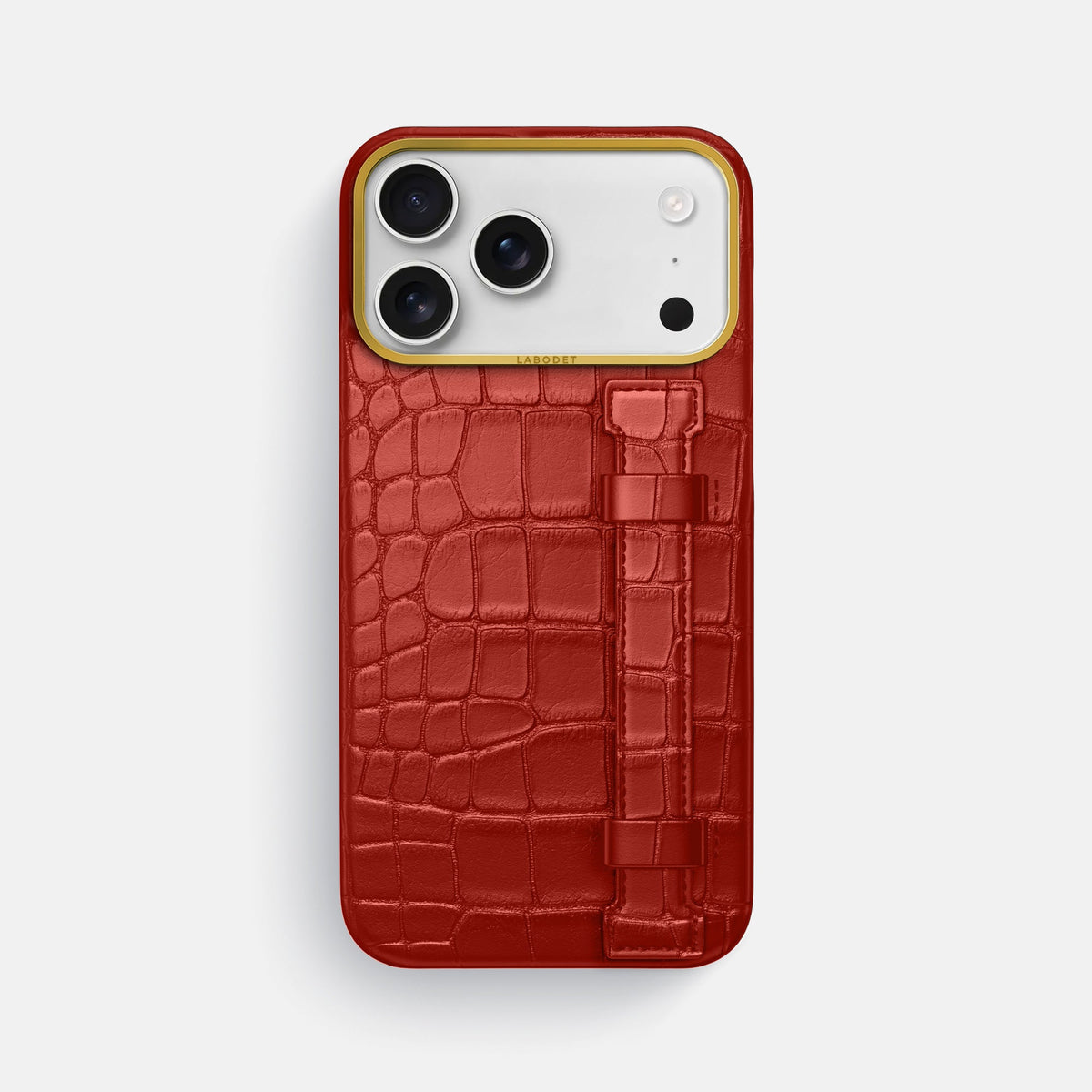Handle Case For iPhone 18 Pro Max In Alligator -1 | Red-Gold