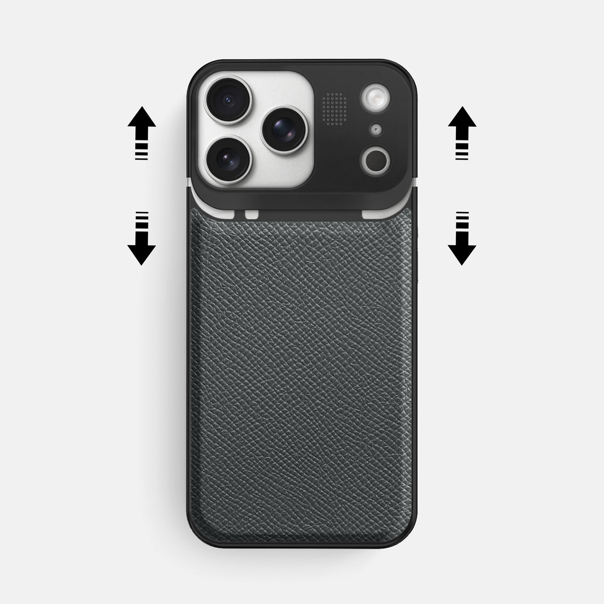 Metal Case For iPhone 17 Pro Max In Epsom-Style Calf -2 | Grey-Black