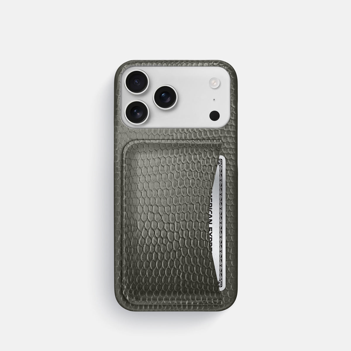 Slim Card Case For iPhone 17 Pro In Lizard -1 | Grey