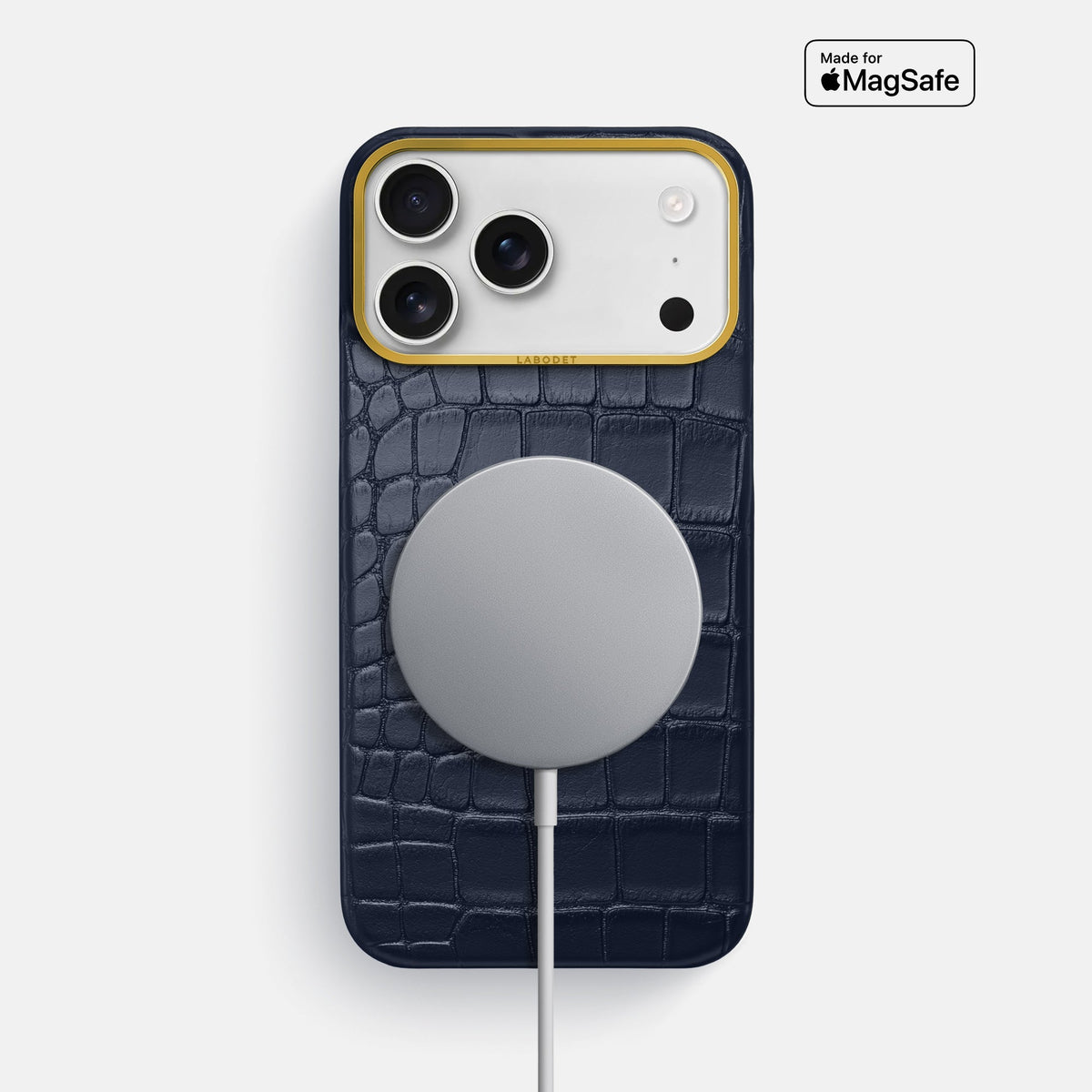 Classic Case For iPhone 18 Pro Max In Alligator -5 | Navy-Blue-Gold
