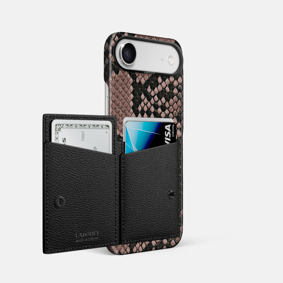 Bi-Fold Case For iPhone 17 Air In Deluxe Python -2 | Mahogany-Brown-Black