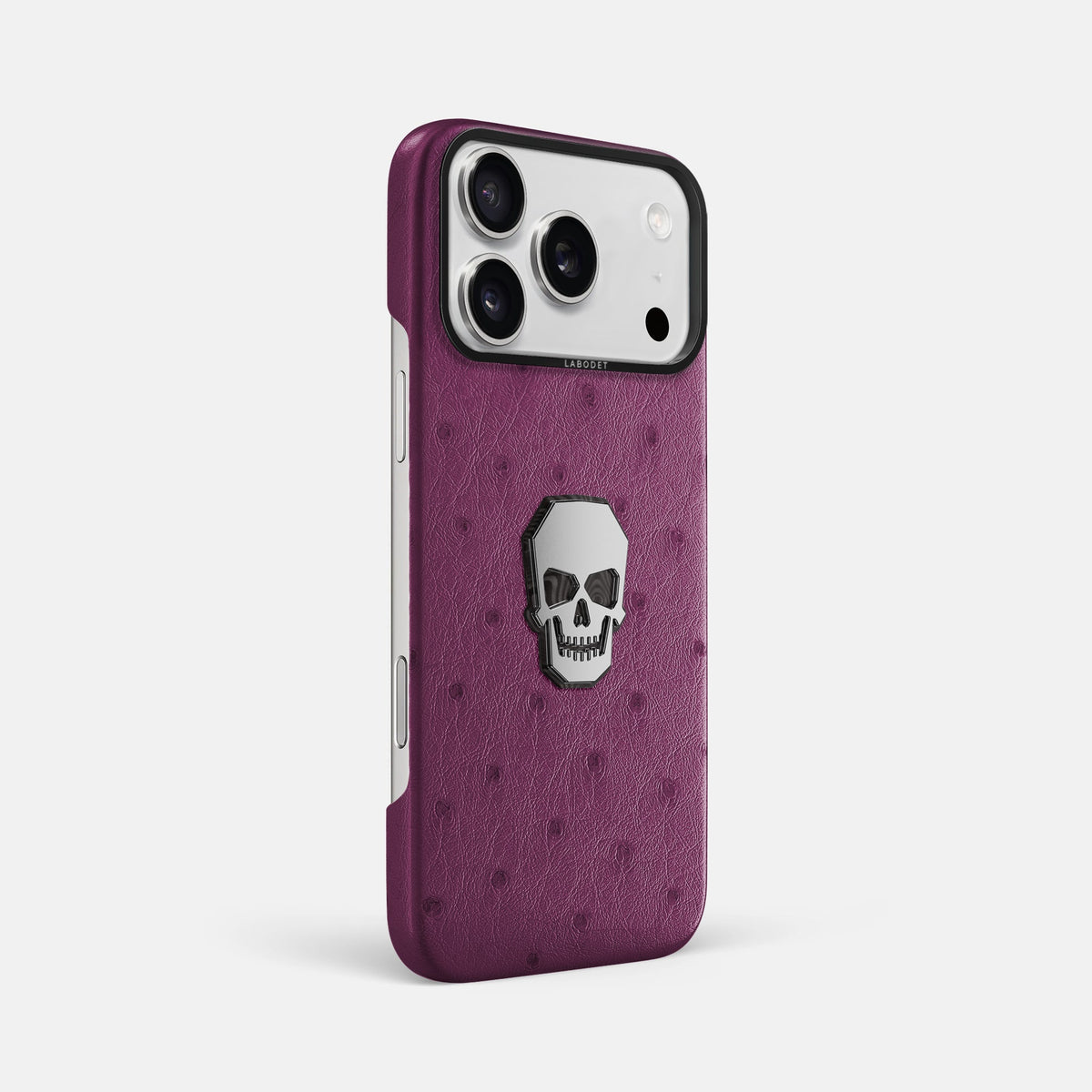 Classic Case With Titanium Skull For iPhone 18 Pro Max In Ostrich -2 | Purple-Black