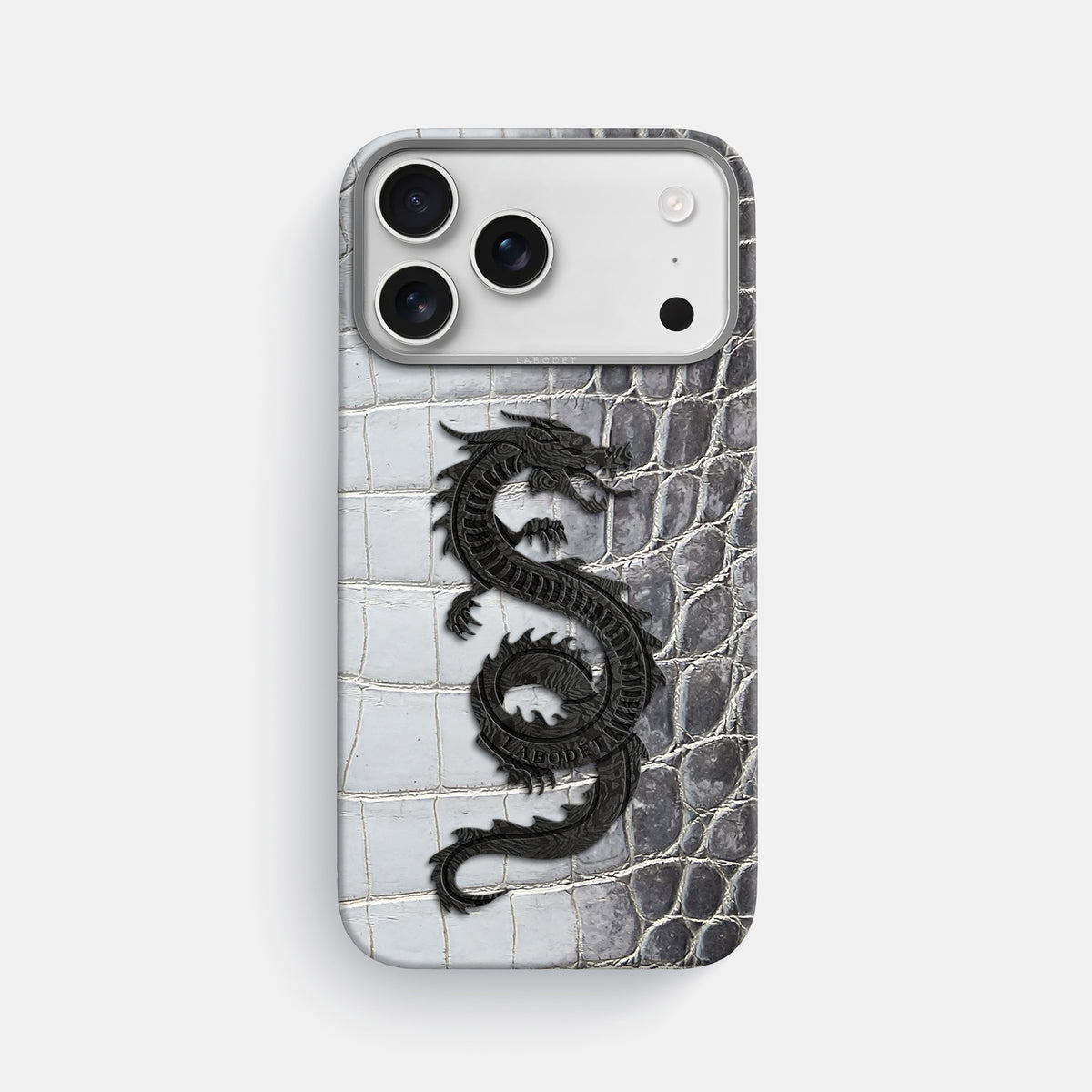 Classic Case With Carbon Dragon For iPhone 17 Pro Max In Himalayan Crocodile -1 | Silver-Steel