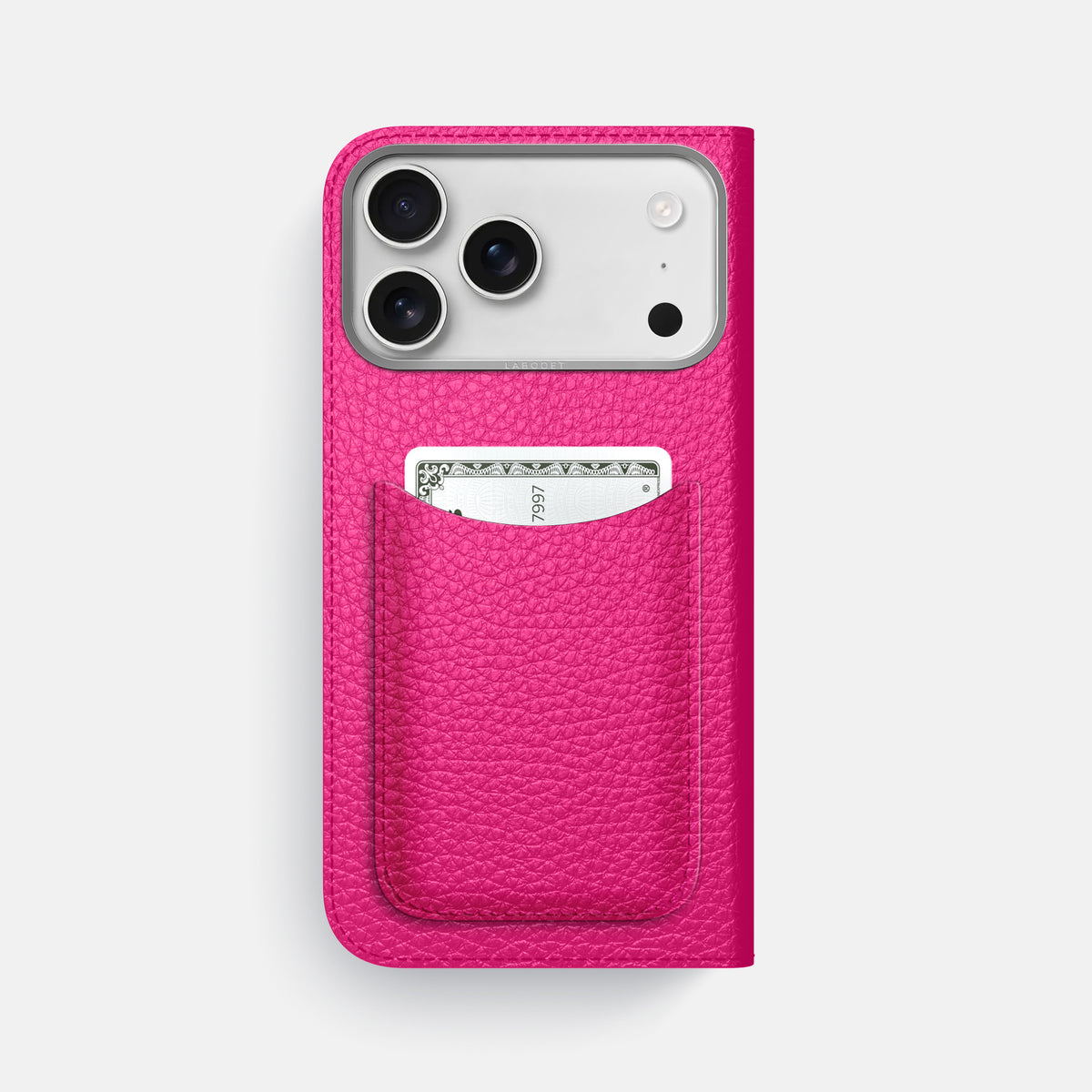 Folio Case with Card For iPhone 17 Pro Max In Calf -3 | Magenta-Steel