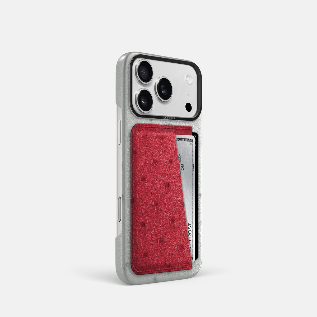 Double Card Case Coloré For iPhone 17 Pro In Ostrich -2 | White-Black
