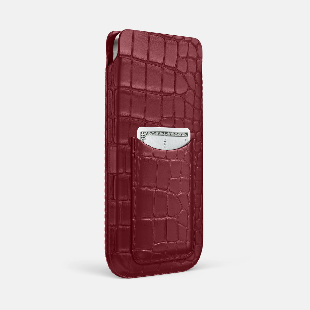 Pouch Card Case For iPhone 18 Pro In Alligator -2 | Burgundy