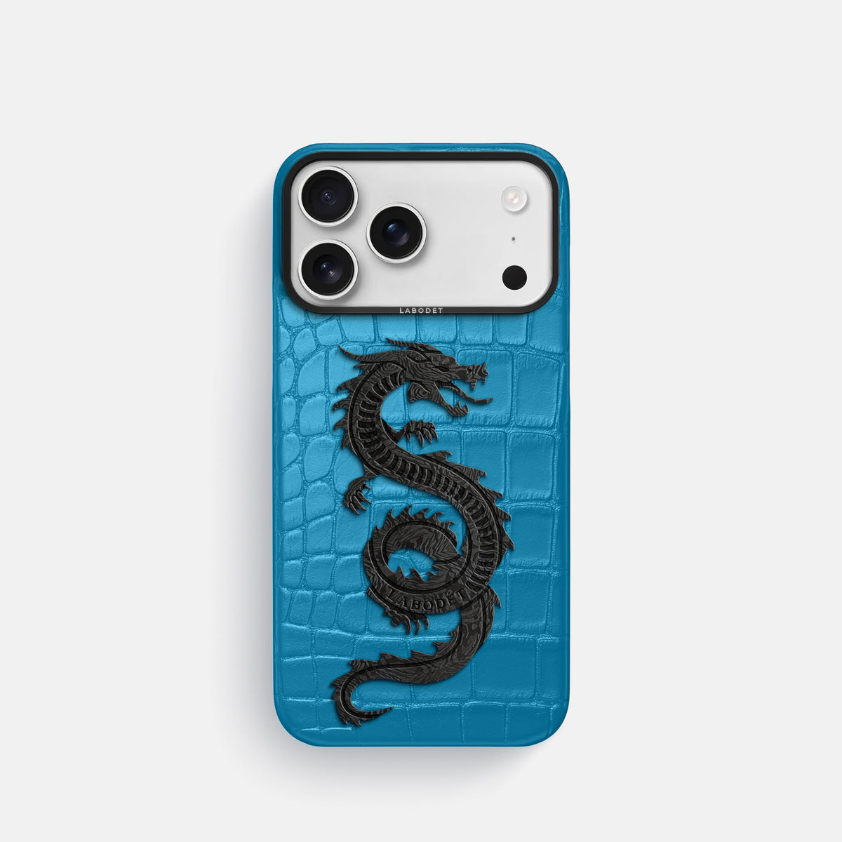 Classic Case With Carbon Dragon For iPhone 18 Pro In Alligator -1 | Curaçao-Blue-Black