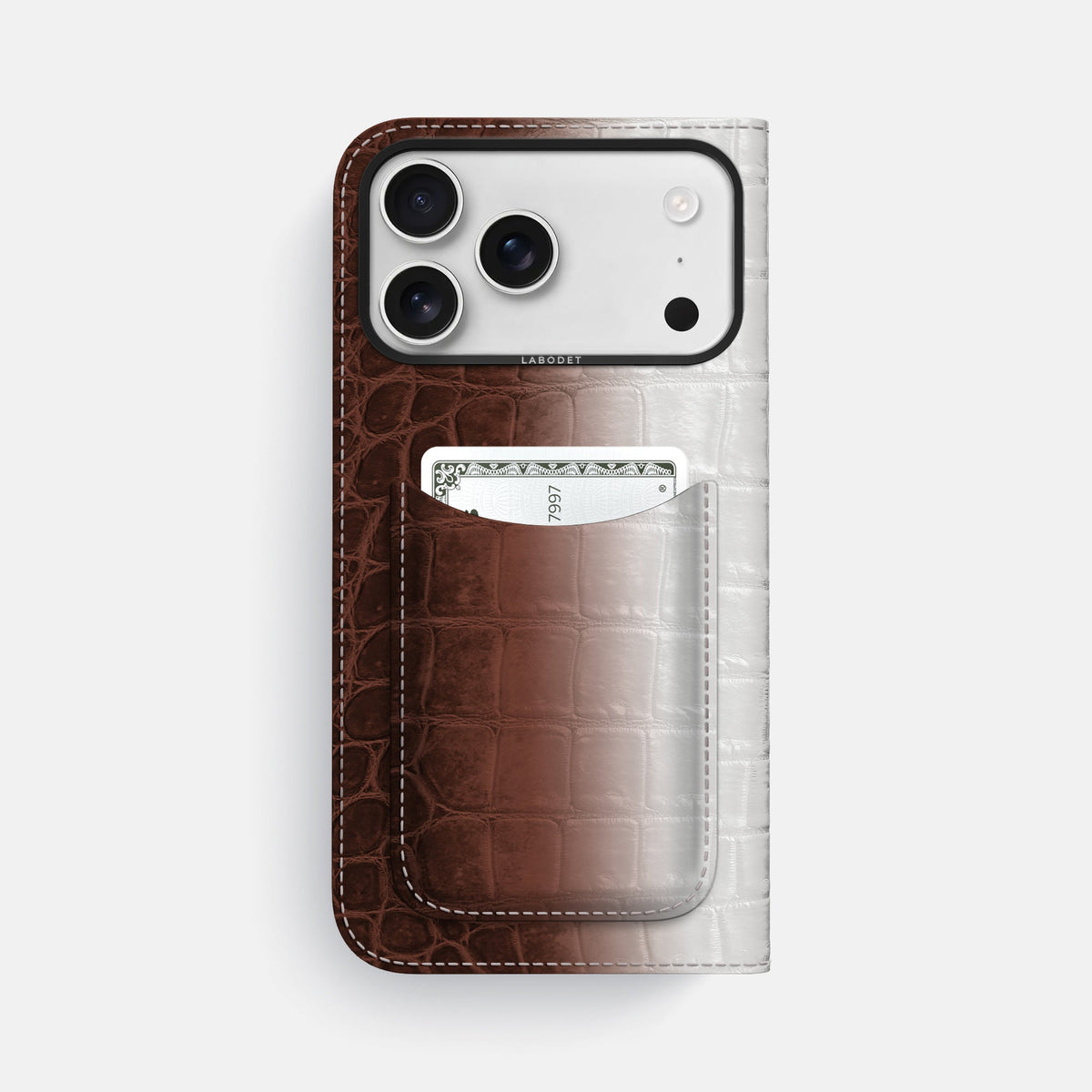 Folio Case with Card For iPhone 18 Pro Max In Himalayan Crocodile -3 | Dark-Brown-Black