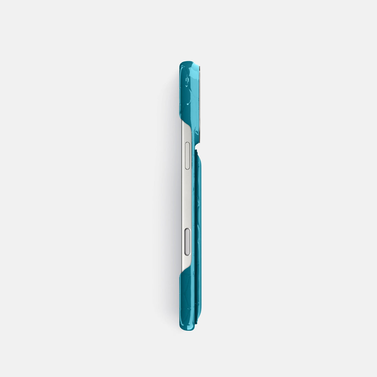Double Card Case For iPhone 18 Pro In Shiny Alligator -3 | Curacao-Steel