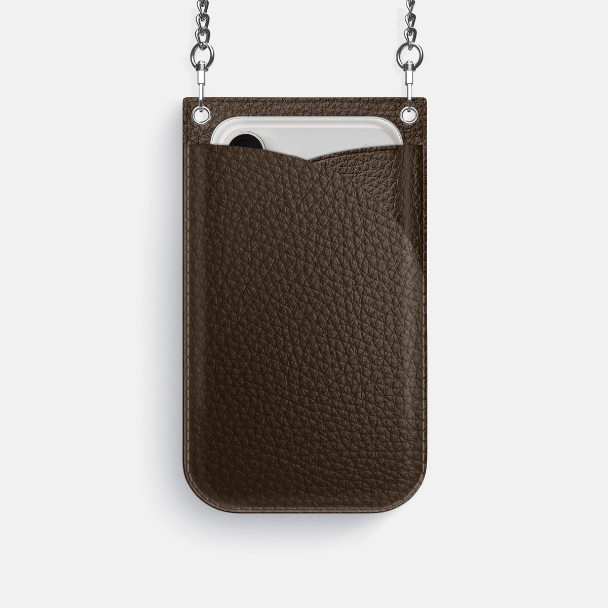 Crossbody Bag For iPhone 18 Pro In Calf -1 | Dark-Brown-Steel