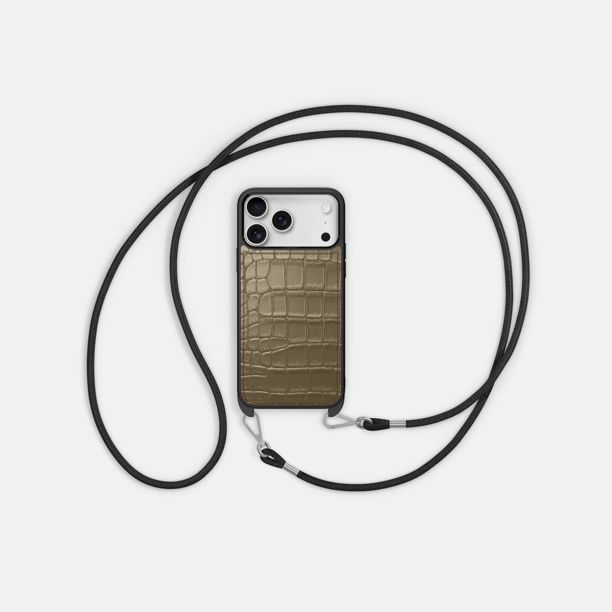 Crossbody Sport Case For iPhone 18 Pro Max In Porosus Crocodile -5 | Kaki-Green