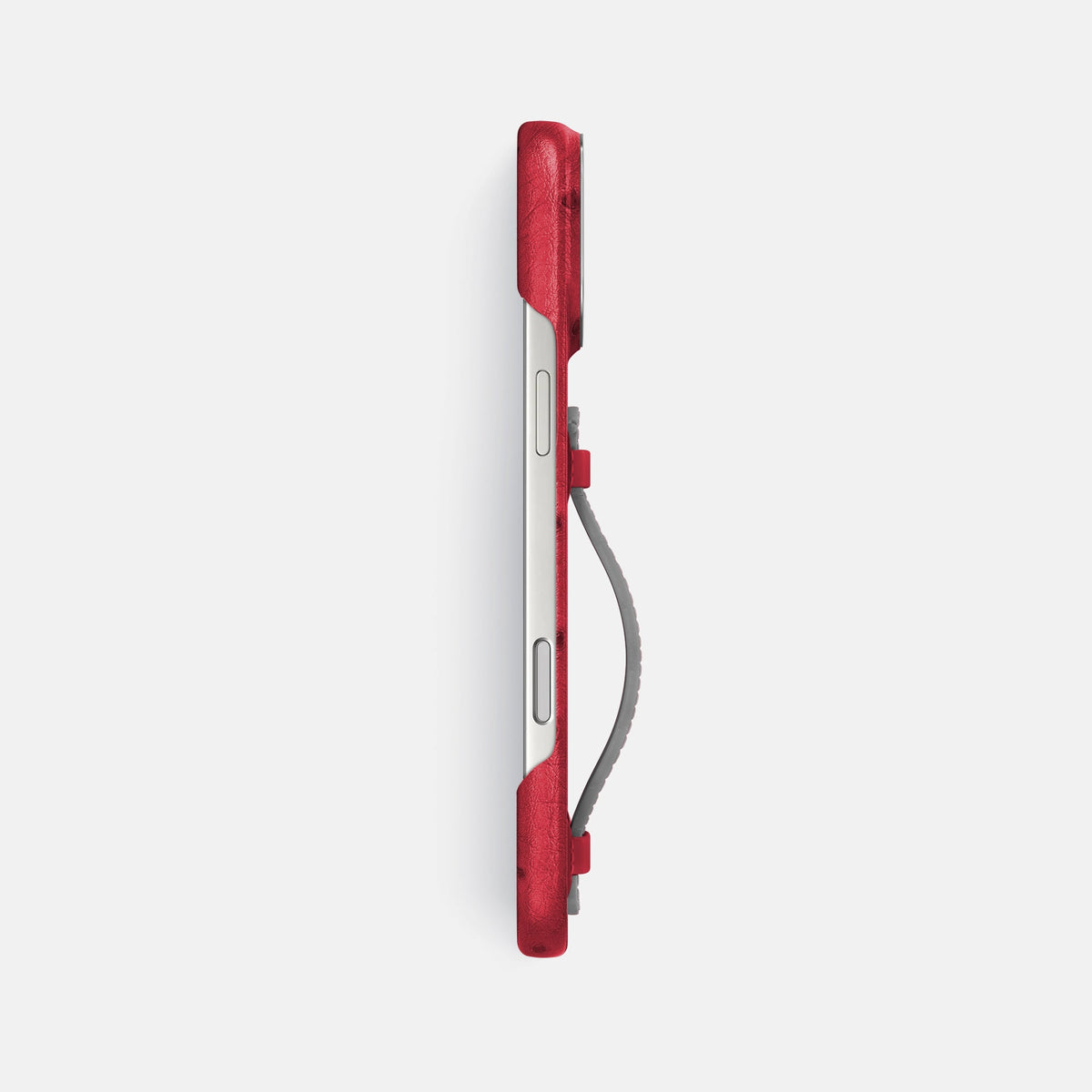 Center Handle Coloré For iPhone 18 Pro Max In Ostrich -2 | Red-Steel