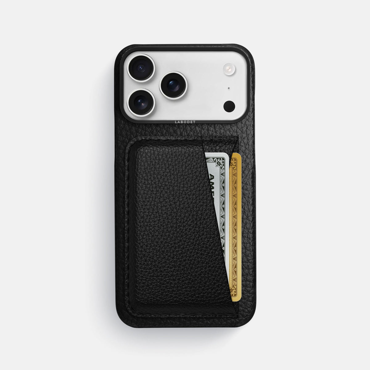 Double Card Case For iPhone 18 Pro Max In Calf -1 | Black-Black