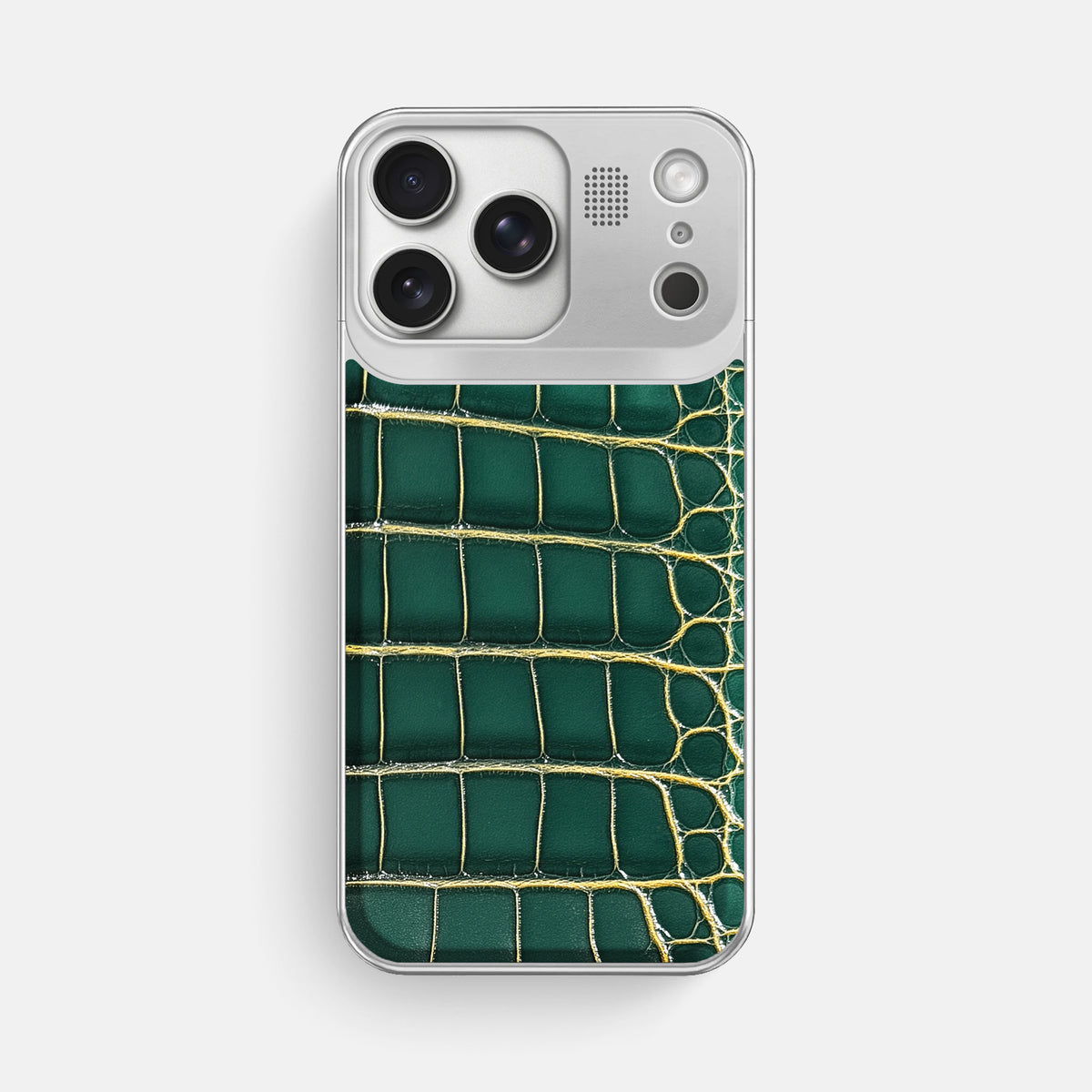Metal Case For iPhone 17 Pro Max In Patina Alligator -1 | Cambridge-Steel