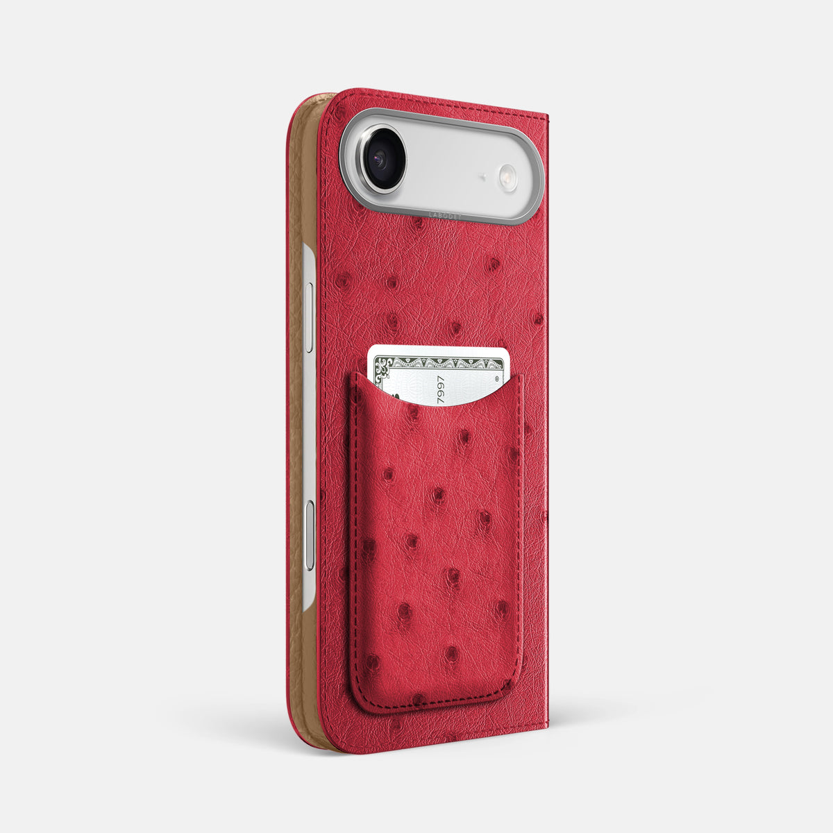 Folio Case with Card For iPhone 17 Air In Ostrich -1 | Red-Steel