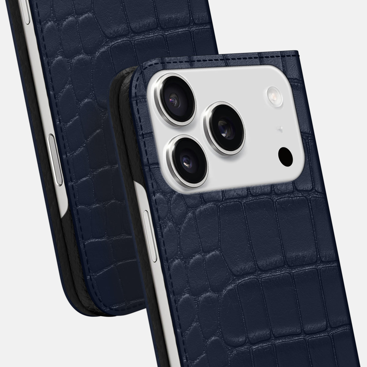 Folio Slim Case For iPhone 18 Pro Max In Alligator -5 | Navy-Blue