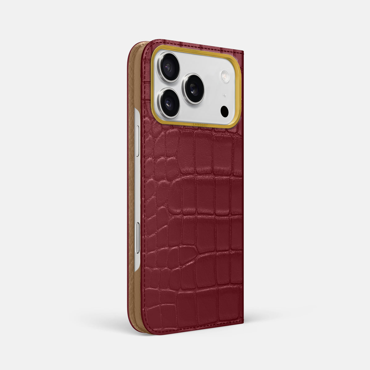 Folio Case For iPhone 17 Pro Max In Alligator -1 | Burgundy-Gold