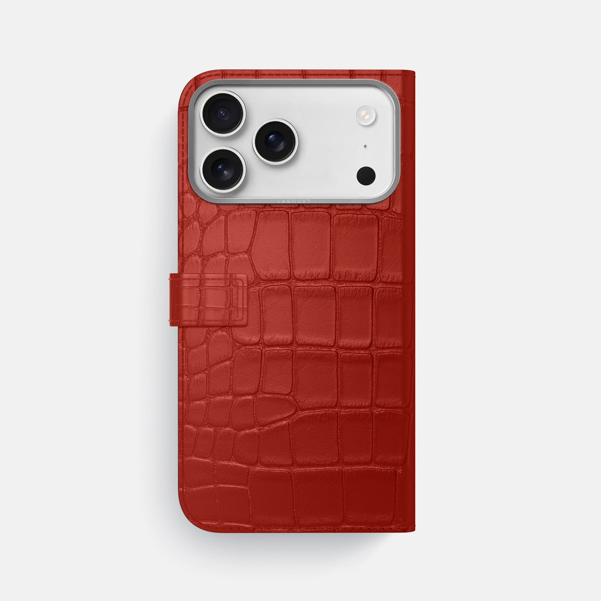 Folio Case with Clasp For iPhone 18 Pro Max In Alligator -3 | Red-Steel