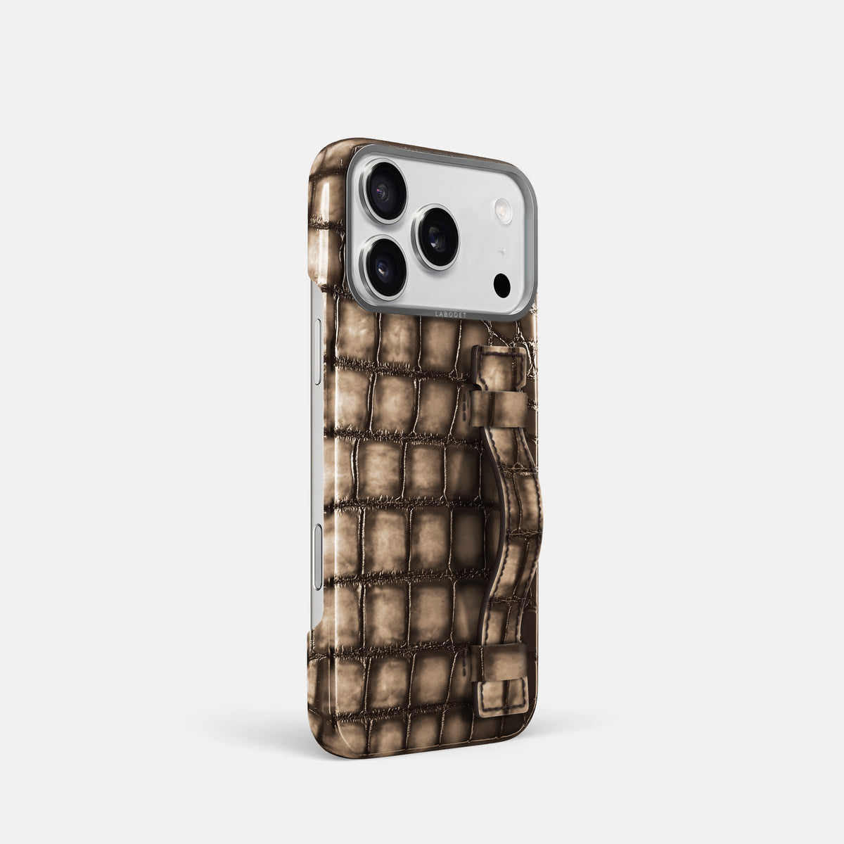 Handle Case For iPhone 17 Pro In Patina Alligator -2 | Etoupe-Steel
