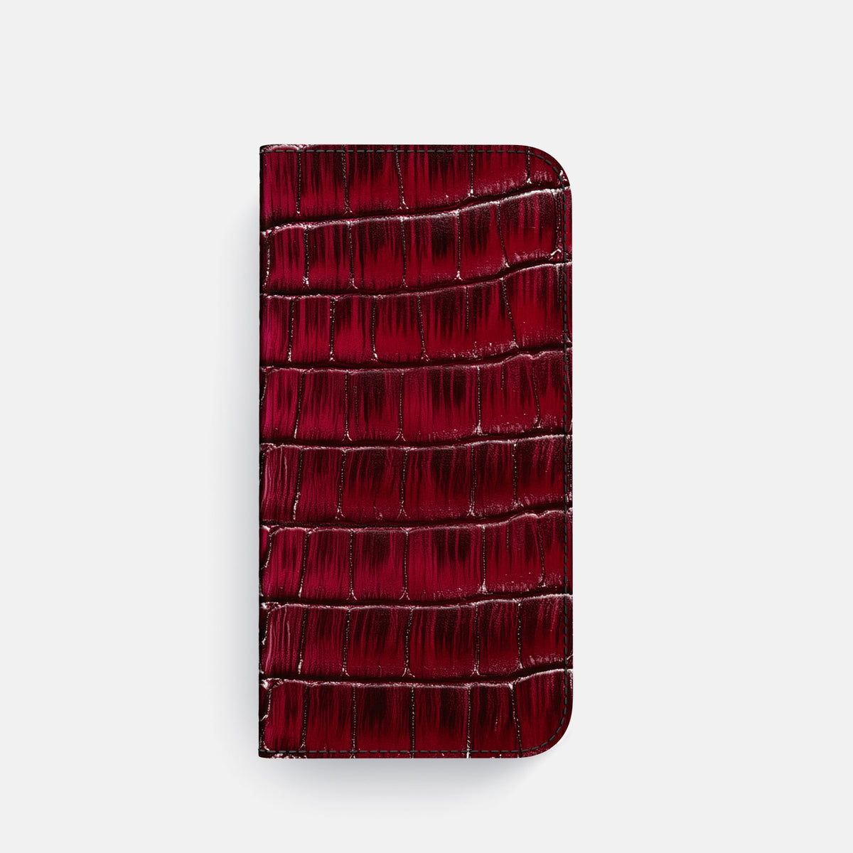 Folio Case with Card For iPhone 18 Pro In Patina Alligator -4 | Havana-Burgundy-Black