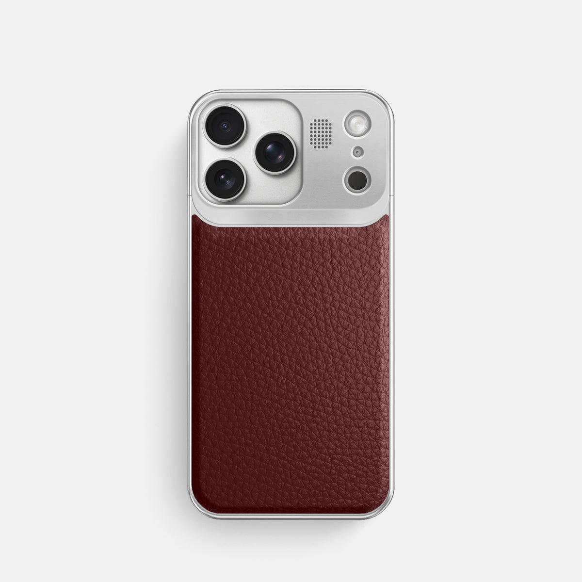 Metal Case For iPhone 17 Pro In Calf -1 | Bordeaux-Steel