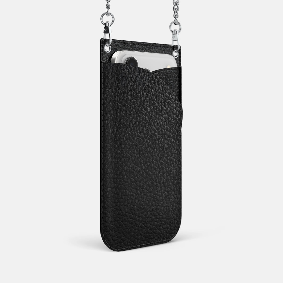 Crossbody Bag For iPhone 17 Pro In Calf -2 | Black-Steel