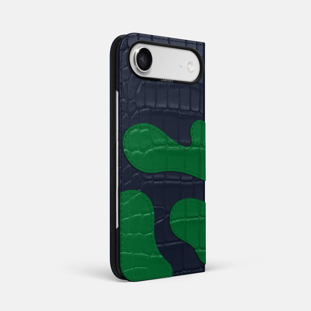 Camouflage Folio For iPhone 17 Air In Alligator -1 | Navy-Blue-Black