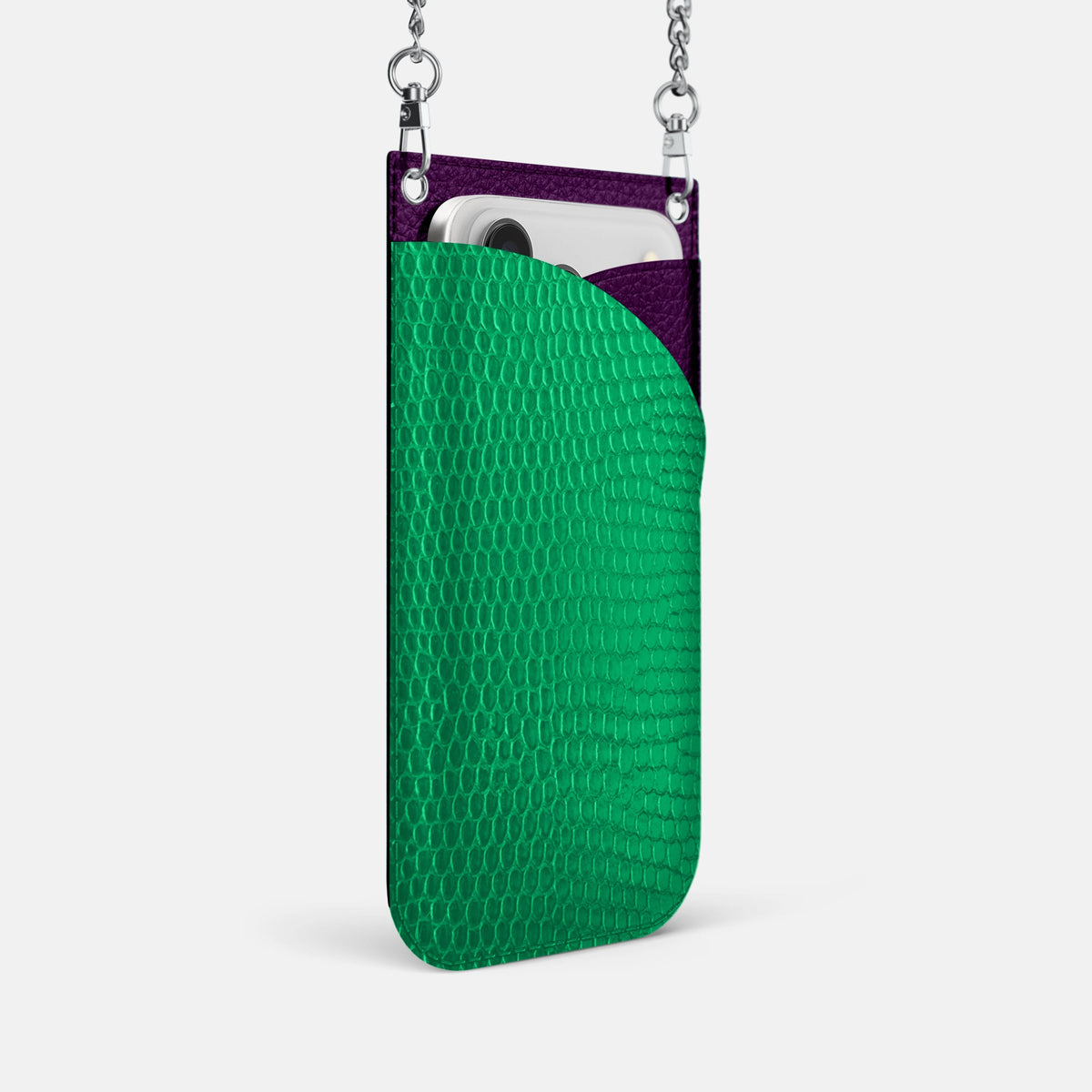 Crossbody Bag For iPhone 18 Pro In Lizard -2 | Apple-Green-Steel