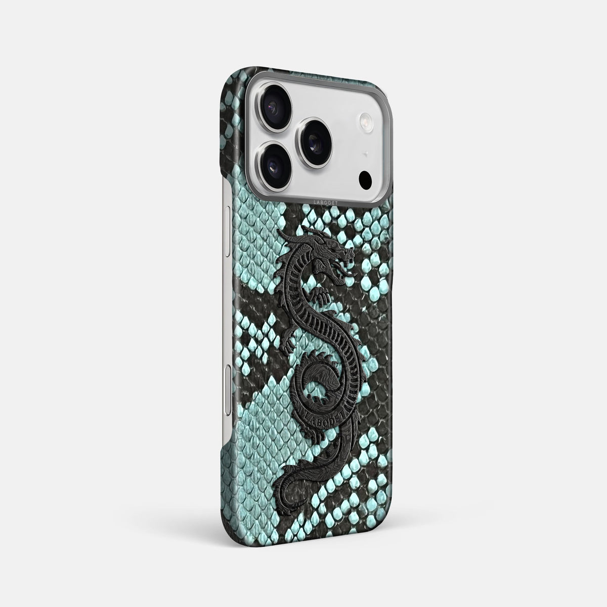 Classic Case With Carbon Dragon For iPhone 18 Pro Max In Deluxe Python -2 | Blue-Lagoon-Steel
