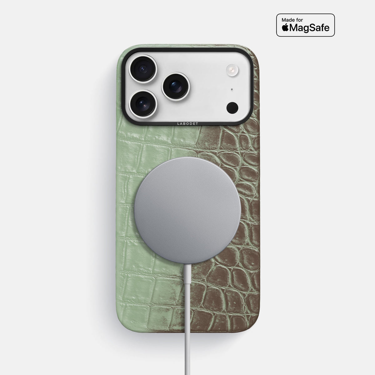 Classic Case For iPhone 18 Pro Max In Himalayan Crocodile -4 | Pistachio-Black