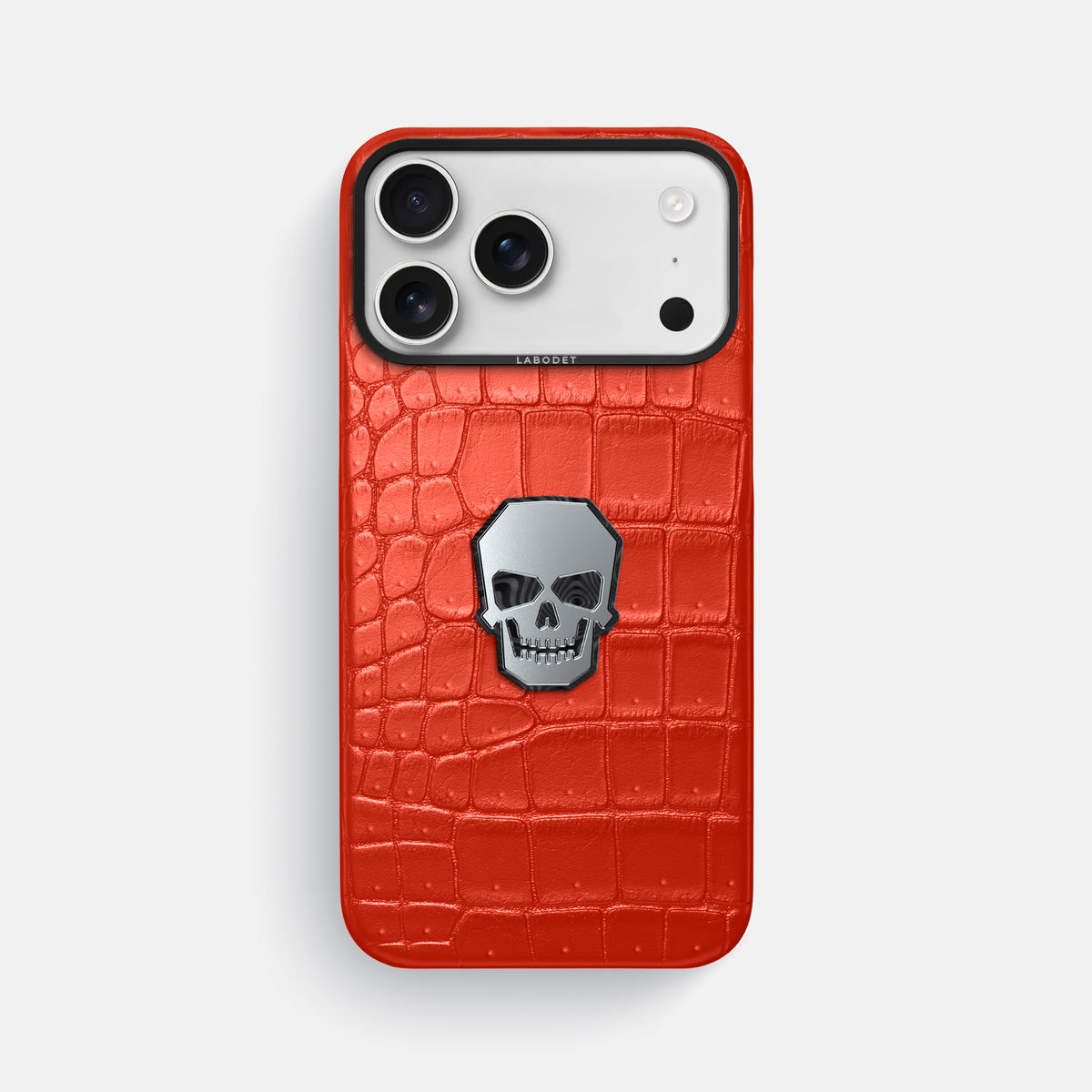 Classic Case With Titanium Skull For iPhone 17 Pro Max In Porosus Crocodile -1 | Rust-Black