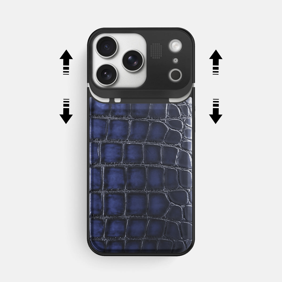 Metal Case For iPhone 17 Pro Max In Patina Alligator -2 | Havana-Blue-Black