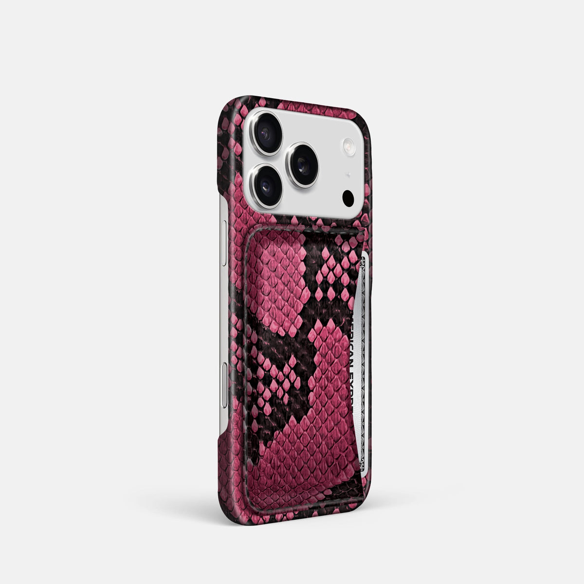 Slim Card Case For iPhone 18 Pro In Deluxe Python -2 | Burgundy