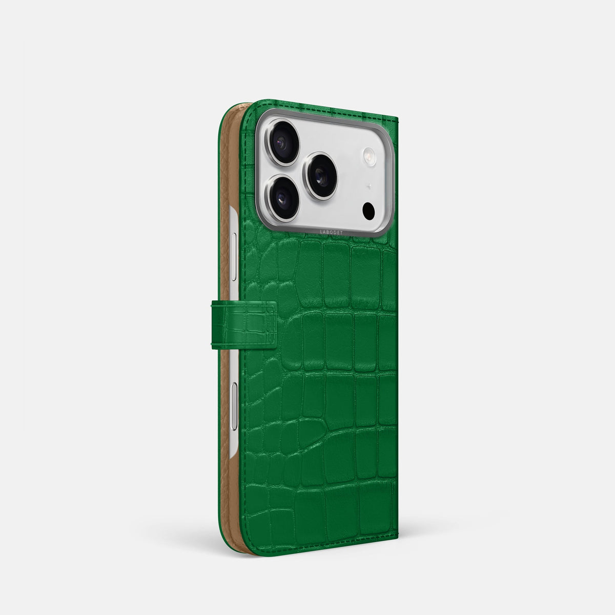 Folio Case with Clasp For iPhone 18 Pro In Alligator -1 | Forest-Green-Steel