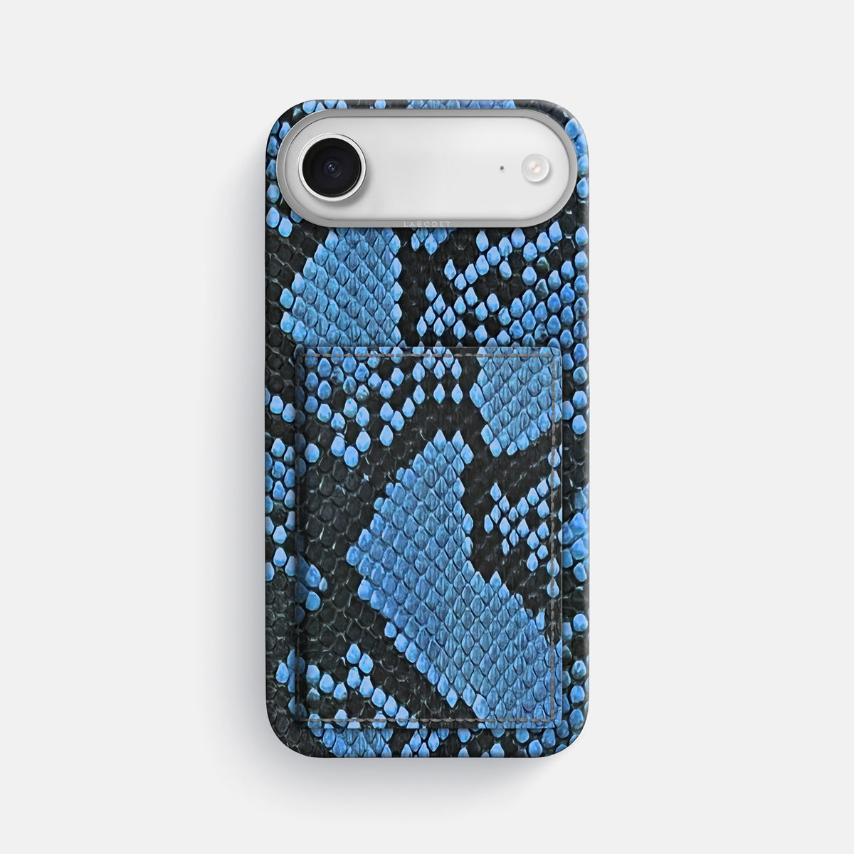 Bi-Fold Case For iPhone 17 Air In Deluxe Python -1 | Blue-Jeans-Steel