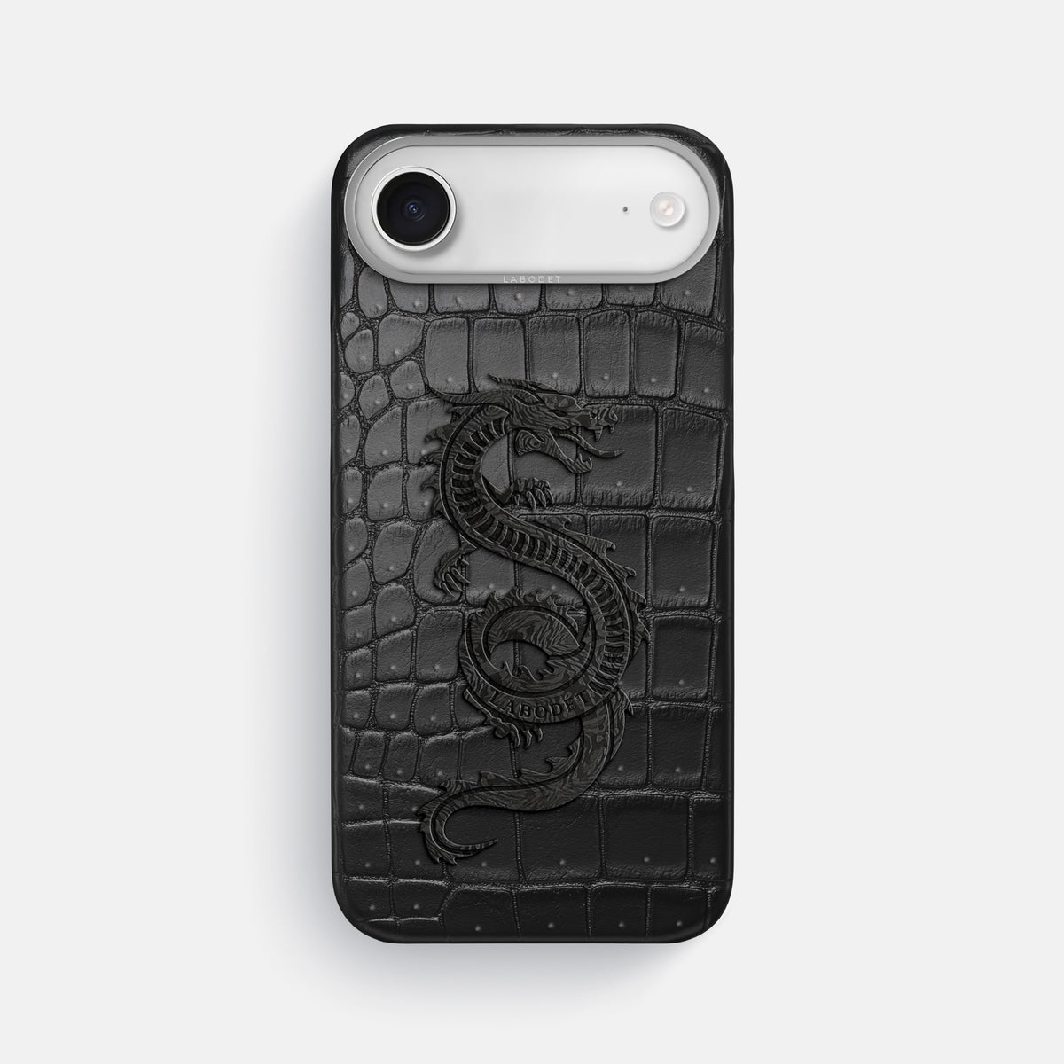 Classic Case With Carbon Dragon For iPhone 17 Air In Porosus Crocodile -1 | Black-Steel