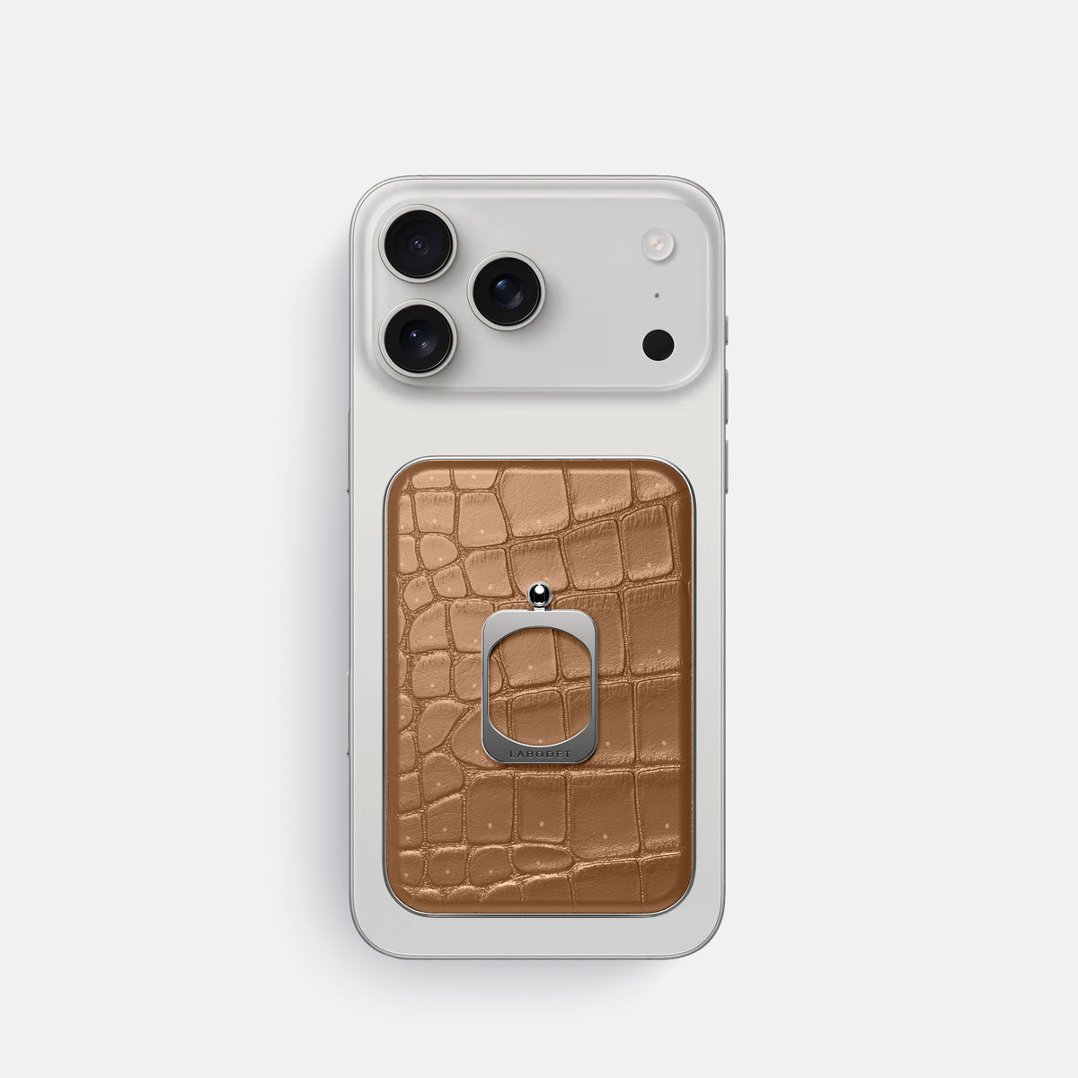 MagSafe Ring For iPhone 17 Pro In Porosus Crocodile -2 | Milk-Chocolate-Steel