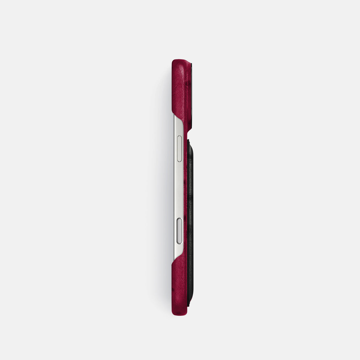 Double Card Case Coloré For iPhone 17 Pro In Ostrich -3 | Bordeaux-Black