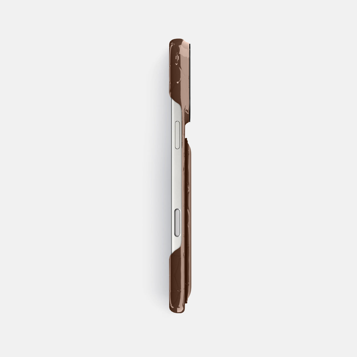 Double Card Case For iPhone 17 Pro Max In Shiny Alligator -3 | Brown-Black